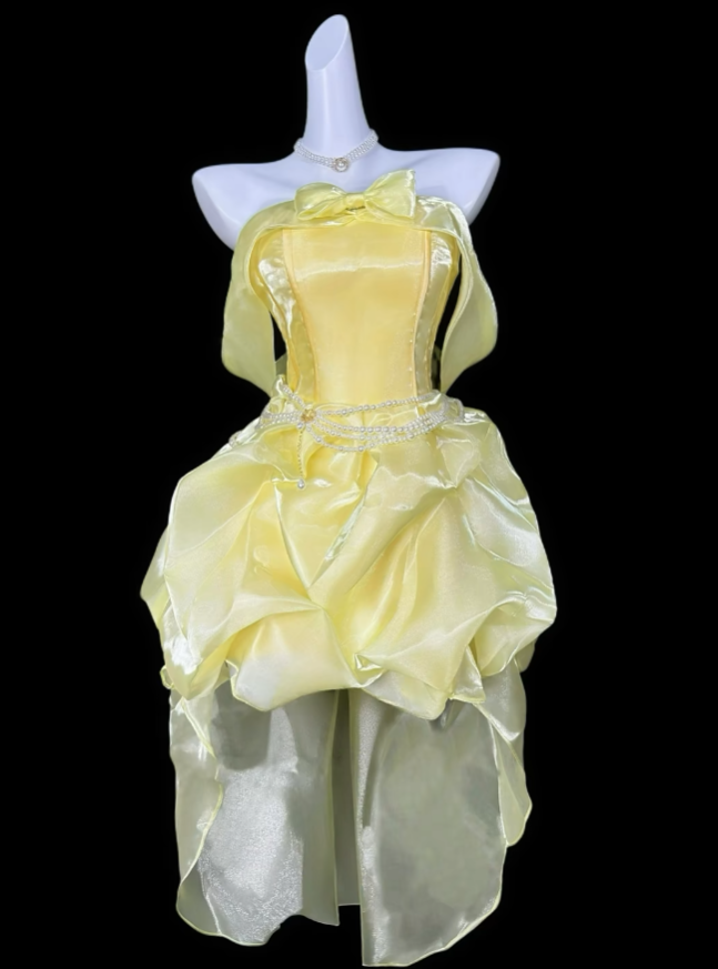 Sweet Ball Gown Strapless Yellow How Low Party Cocktail Homecoming Dresses N4391