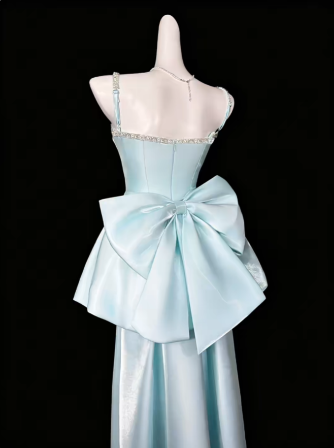 Pretty Ball Gowns Spaghetti Strap Light Sky Blue Short Mini Party Dress Homecoming Dresses N4402
