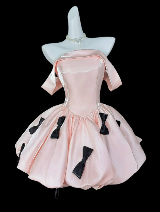 Unique Ball Gowns Off The Shoulder Blush Pink Short Mini Party Graduation Homecoming Dresses N4413
