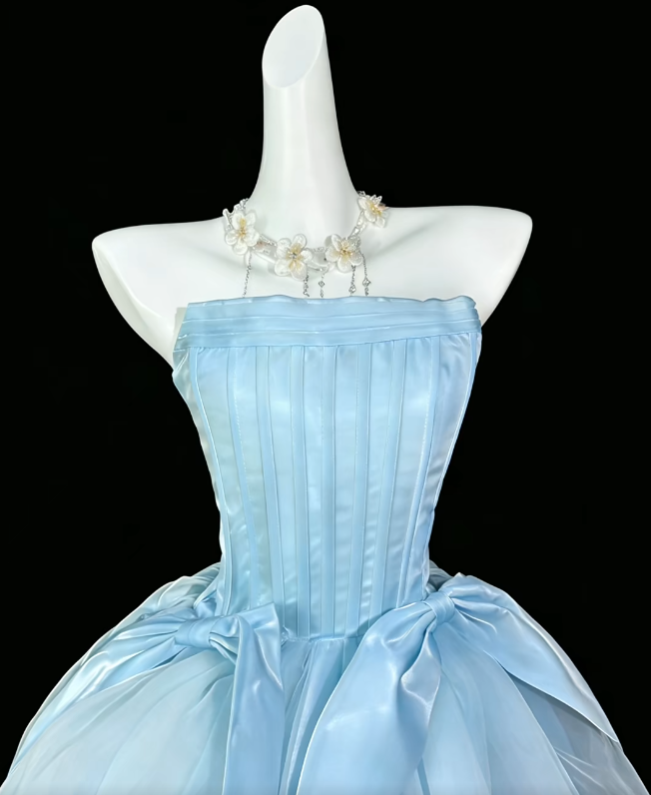 Pretty Ball Gown Strapless Short Mini Light Sky Blue Graduation High School Party Homecoming Dresses N4470