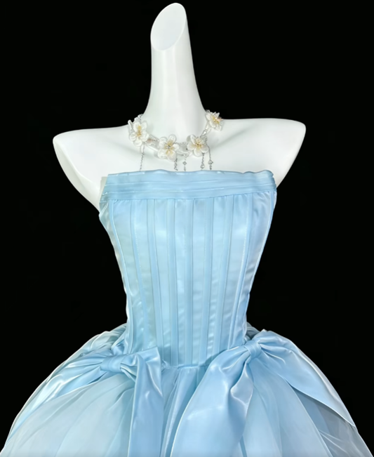 Pretty Ball Gown Strapless Short Mini Light Sky Blue Graduation High School Party Homecoming Dresses N4470