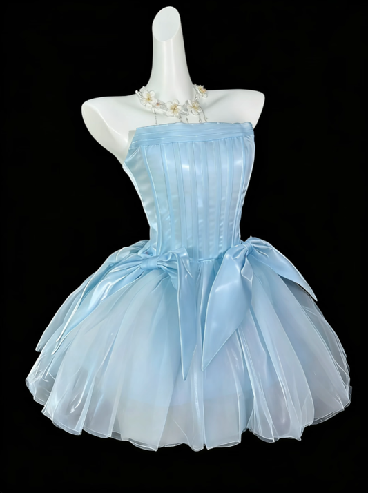Pretty Ball Gown Strapless Short Mini Light Sky Blue Graduation High School Party Homecoming Dresses N4470