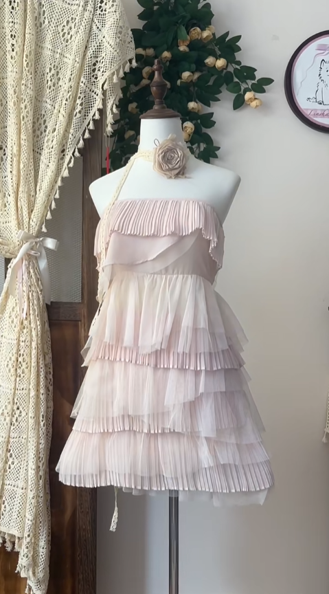 Romantic A Line Strapless Chiffon Pink Senior Short Formal Graduation Inspo Homecoming Dresses N4560
