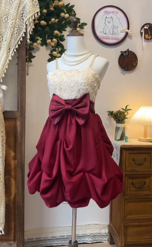 Fancy A Line Spaghetti Strap Satin Burgundy Senior Short Graduation High School Homecoming Dresses N4565