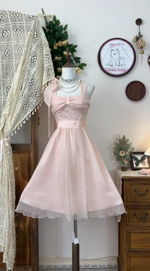 Cute A line Halter Chiffon Pink Dance Senior Short Formal Graduation Inspo Homecoming Dresses N4589