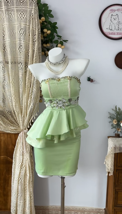 Cute Sheath Strapless Green Senior Formal Graduation Inspo Homecoming Dresses N4602