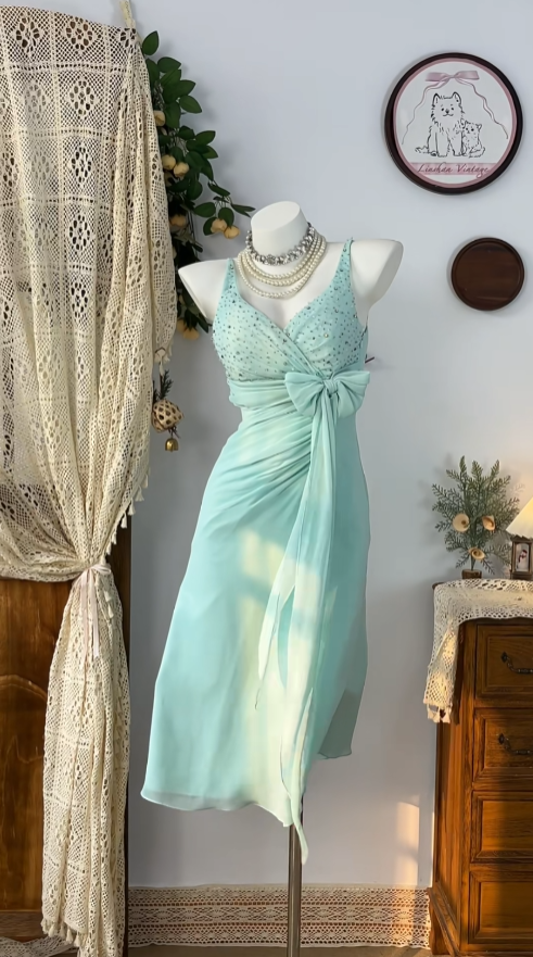 Cute Sheath Straps Tiffany Blue Chiffon Senior Formal Graduation Inspo Homecoming Dresses N4606