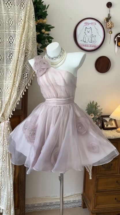 Elegant Ball Gown One Shoulder Chiffon Dance Senior Short Inspo Formal Graduation Inspo Homecoming Dresses N4608