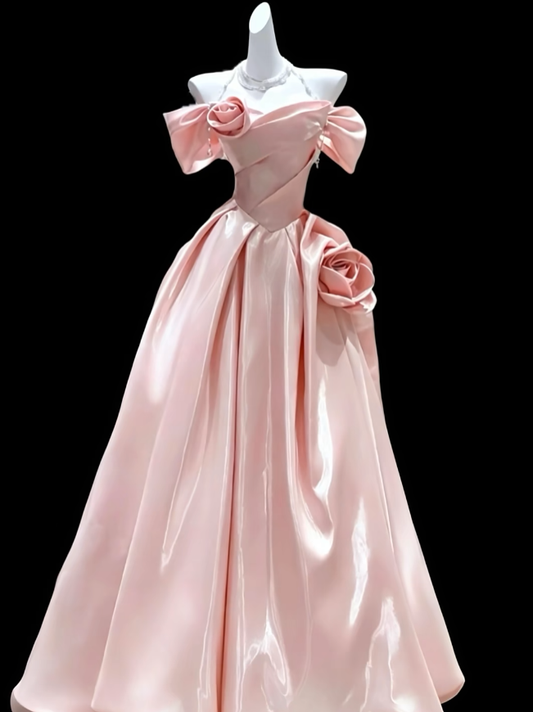 Princess Prom Dresses Formal Ball Gowns Off The Shoulder Pink Long Party Gowns N4633