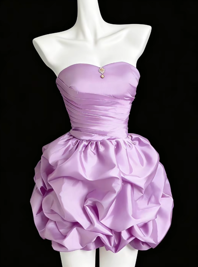 Pretty Ball Gown Strapless Lilac With Ruffled Senior Inspo Graduation High School Homecoming Dresses N4641