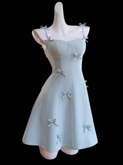 Pretty A line Spaghetti Strap Light Sky Blue Satin Senior Inspo Graduation High School Short Homecoming Dresses N4650