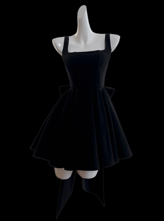 Gorgeous Ball Gowns Square Neck Black Velvet Mini Senior Short Hoco Gown High School Homecoming Dresses N4656