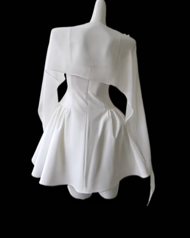 Gorgeous Ball Gown Square Neck White Satin Mini Senior Short Hoco Gown High School Homecoming Dresses N4660