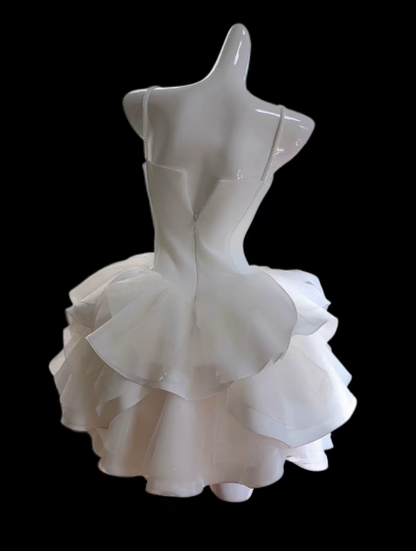 Gorgeous Ball Gowns Spaghetti Strap White Mini Senior Short Hoco Gown High School Homecoming Dresses N4661