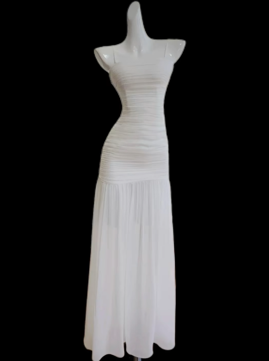 Romantic Mermaid Spaghetti Strap White Ideas For Women Long Birthday Dresses Holiday Summer Outfits N4667