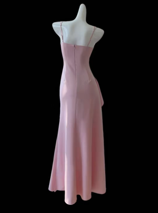 Sexy Prom Dresses Mermaid Square Neck Pink With Split Evening Long Formal Dress N4669