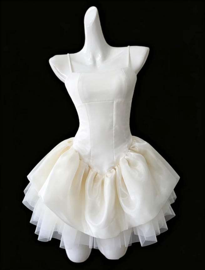 Fashional Ball Gowns Spaghetti Strap Ivory Mini Senior Short Hoco Gowns High School Homecoming Dresses N4674