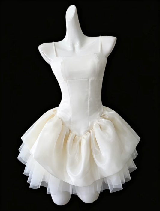 Fashional Ball Gowns Spaghetti Strap Ivory Mini Senior Short Hoco Gowns High School Homecoming Dresses N4674