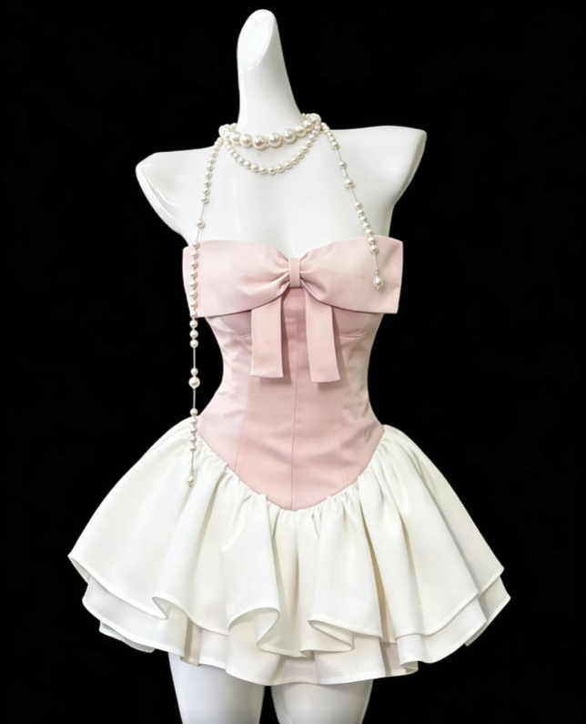 Pretty Ball Gown Sweetheart Pink White Satin Mini Senior Inspo Graduation High School Short Homecoming Dresses N4679