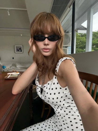 Modest Mermaid Square Neck Backless Black Polka Dots Satin With Black Bow-knot Prom Dresses Long Birthday Party Dress Evening Dresses N469
