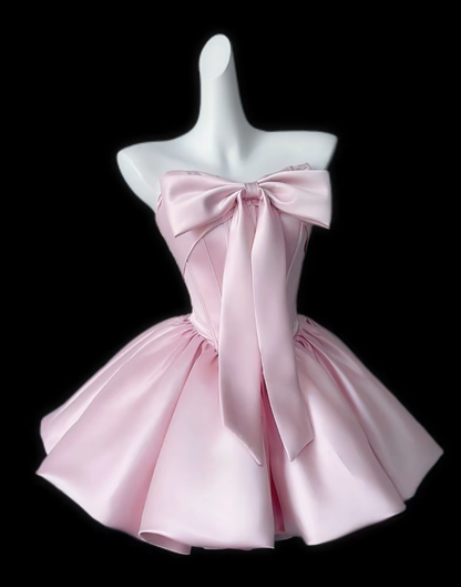 Elegant Ball Gown Strapless Sleeveless Pink Mini Senior Inspo Graduation Short Homecoming Dresses N4703