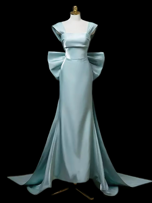 Classy Mermaid Strapless Blue With Bow-knot Ideas For Women 18th Birthday Dresses Holiday Summer Outfits N4716