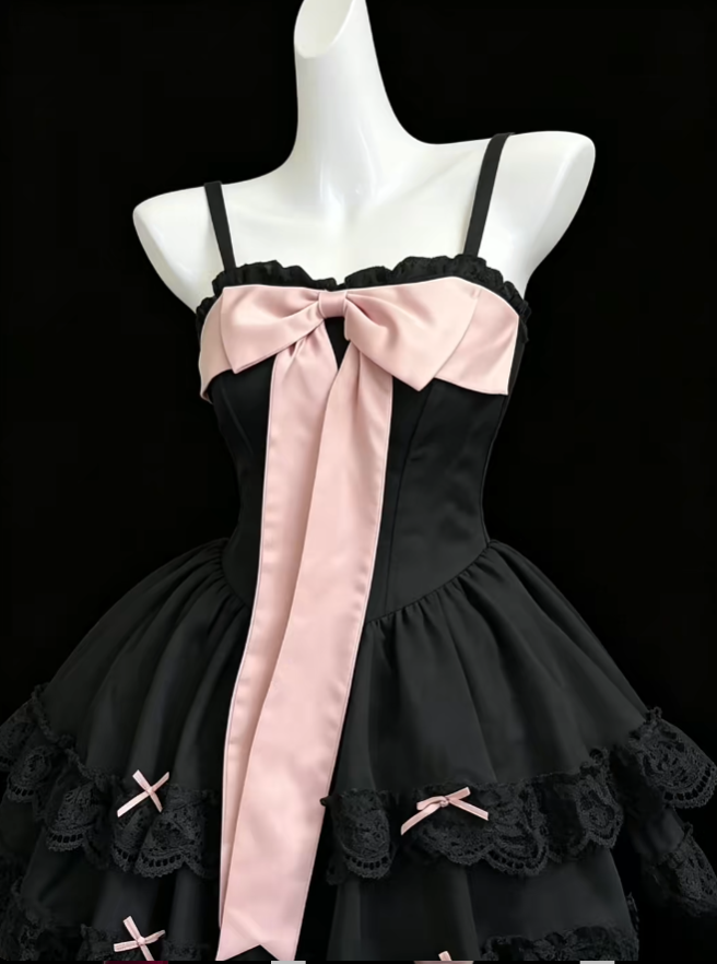 Elegant Ball Gown Spaghetti Strap Sleeveless Black Pink With Bow-knot Mini Senior Inspo Short Homecoming Dresses N4718