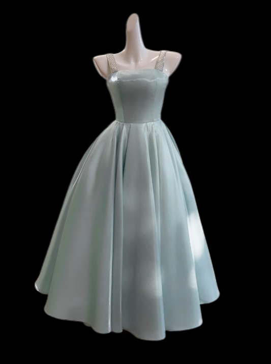 Princess Prom Dresses Ball Gowns Square Neck Sleeveless Blue Evening Formal Dress N4727