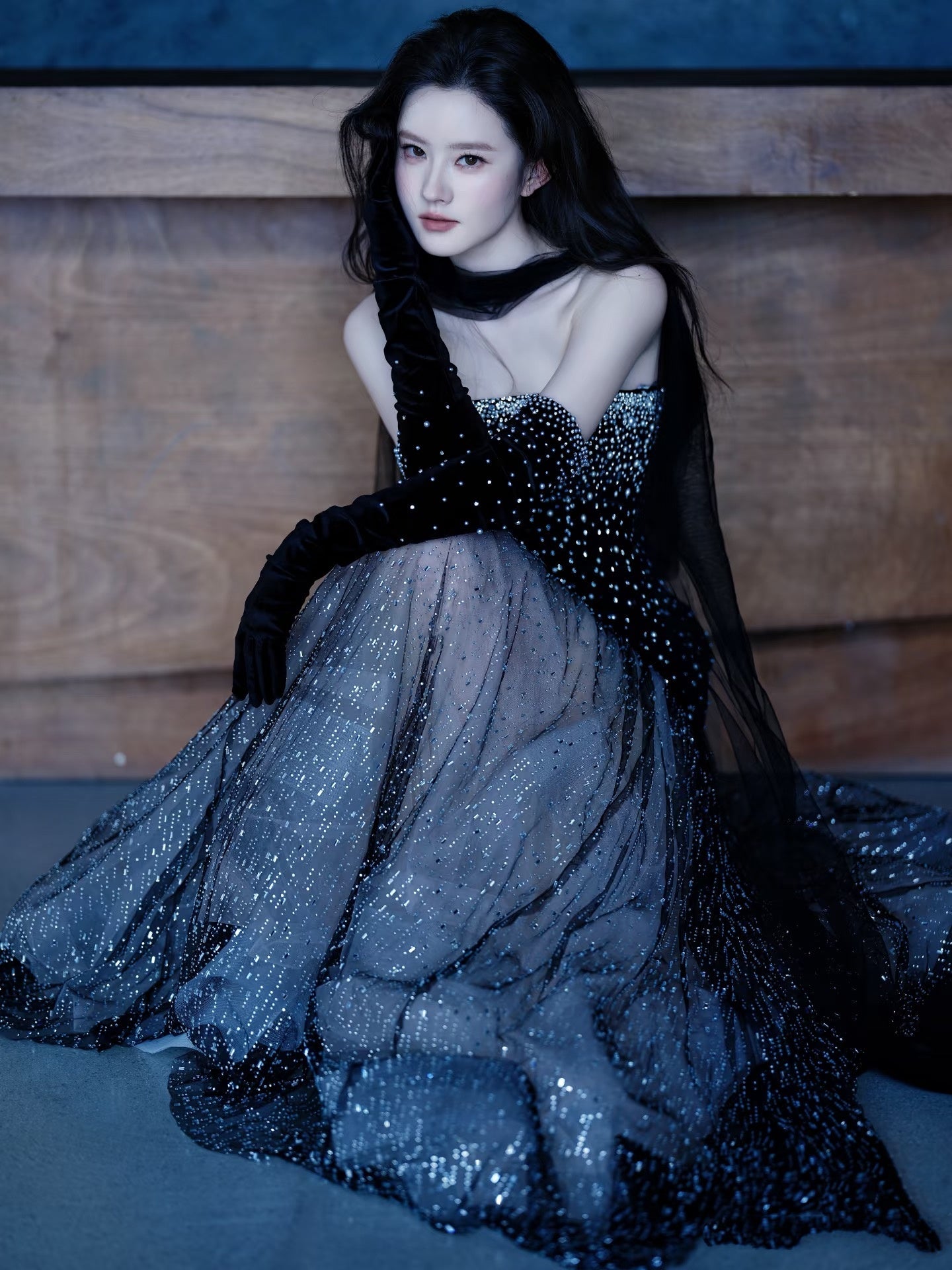 Princess Mermaid Strapless Black Sequined Long Formal Evening Dress Formal 18th Birthday Gowns Prom Dresses N738