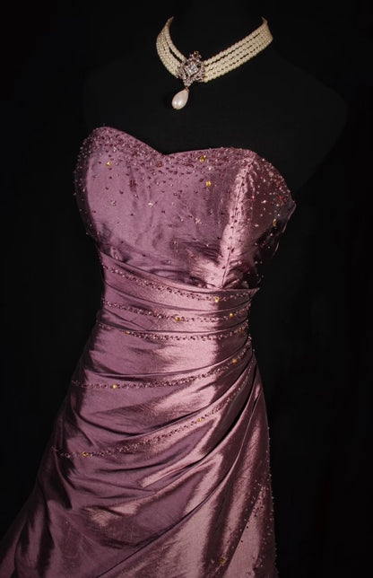 Sweetheart Satin A Line Prom Dresses Beaded Formal Evening Dress Formal Dress N777