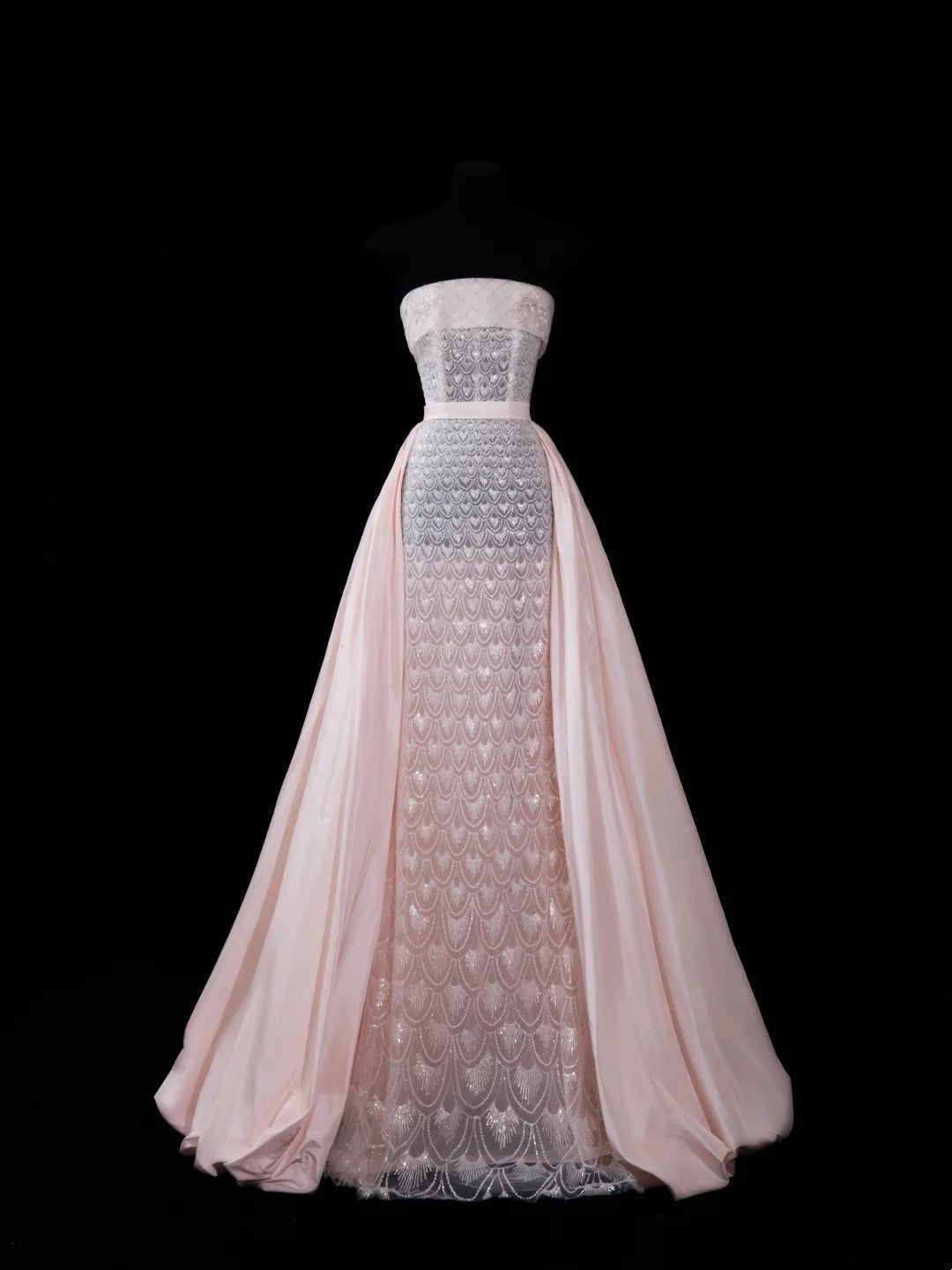 Chic Mermaid Strapless Pink With Train Sequined Long Party Dresses Prom Dresses Impress Wedding Guest Dress N914