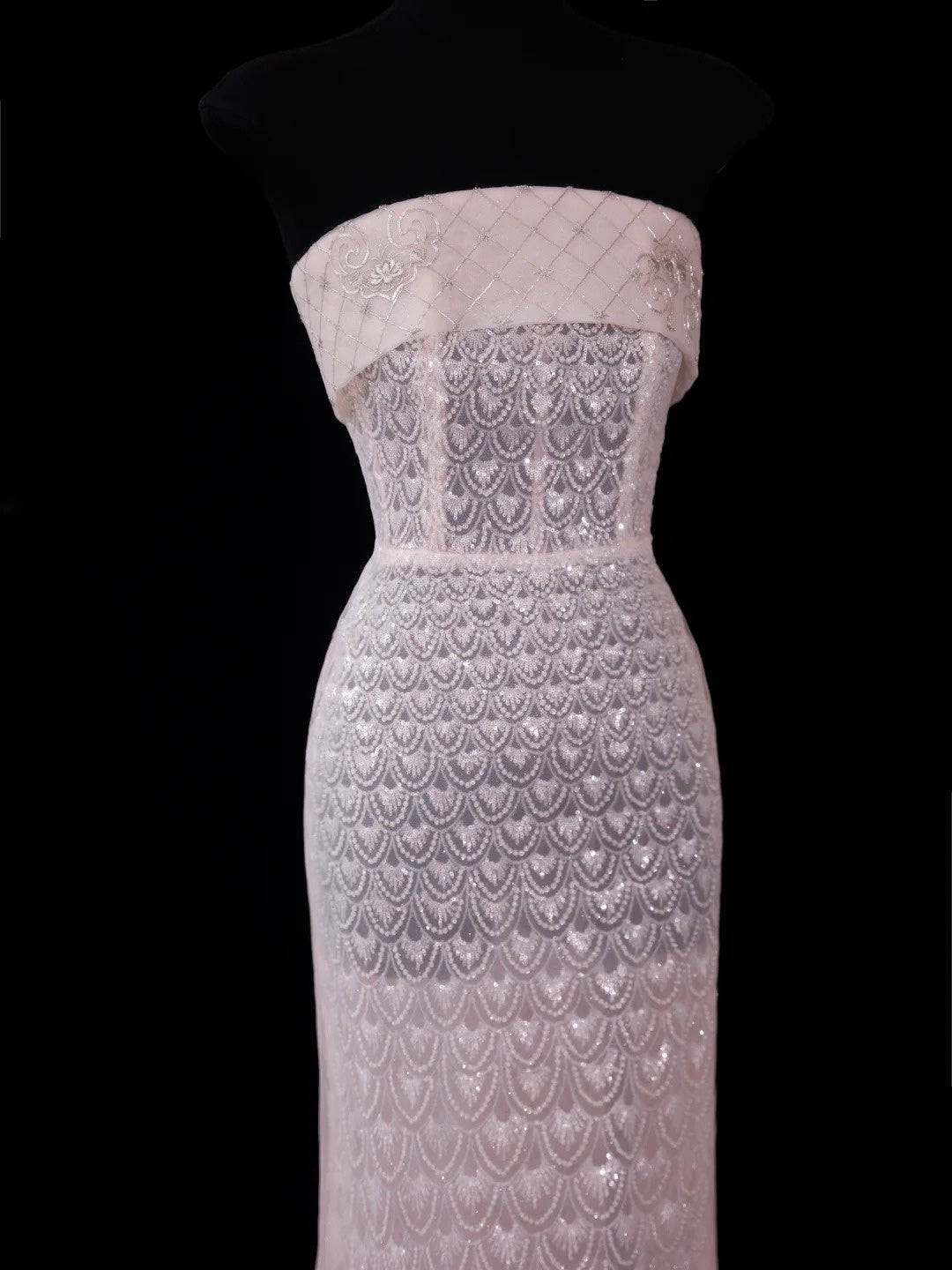 Chic Mermaid Strapless Pink With Train Sequined Long Party Dresses Prom Dresses Impress Wedding Guest Dress N914