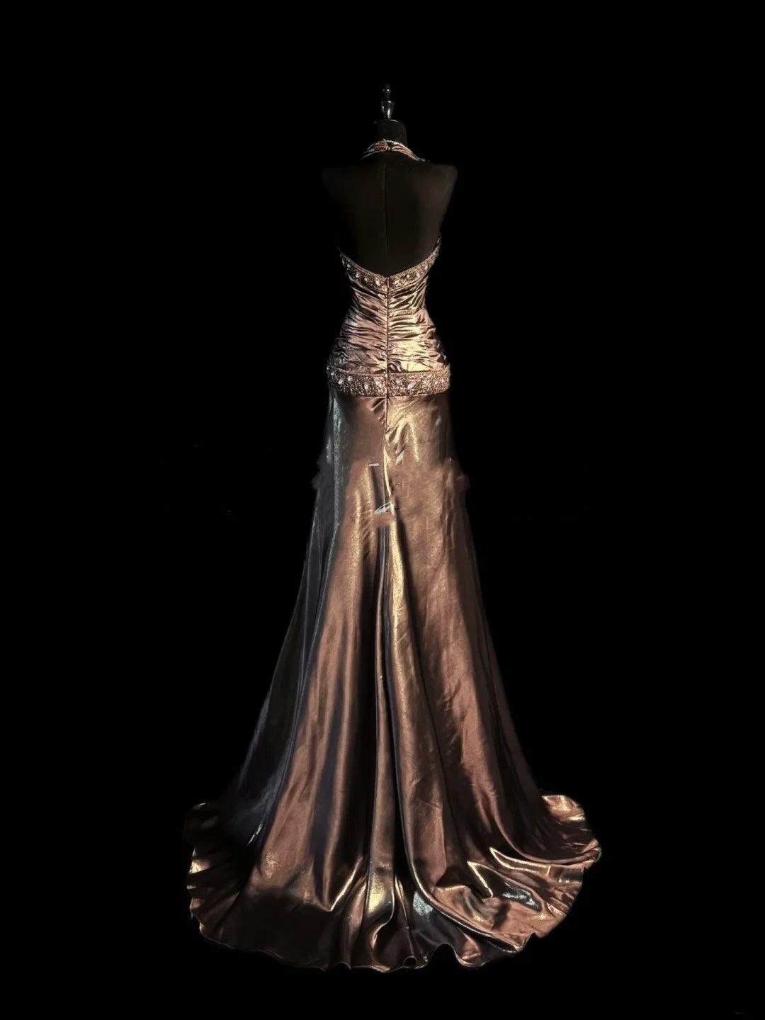 Vintage Mermaid Halter Satin With Beaded Gem Long Prom Dresses Party Dress 18th Birthday Outfits Graduation Dress N919