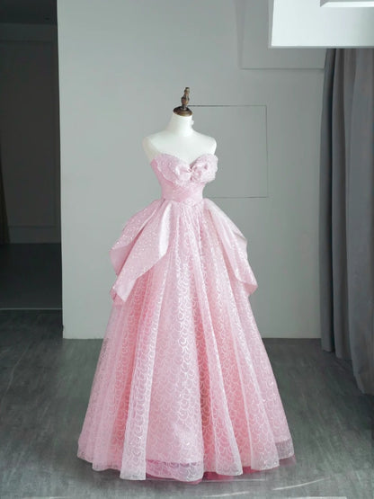 Cute Ball Gown Sweetheart Pink Tulle Long Prom Dresses Inspo 19th Birthday Outfits Formal Dress N528