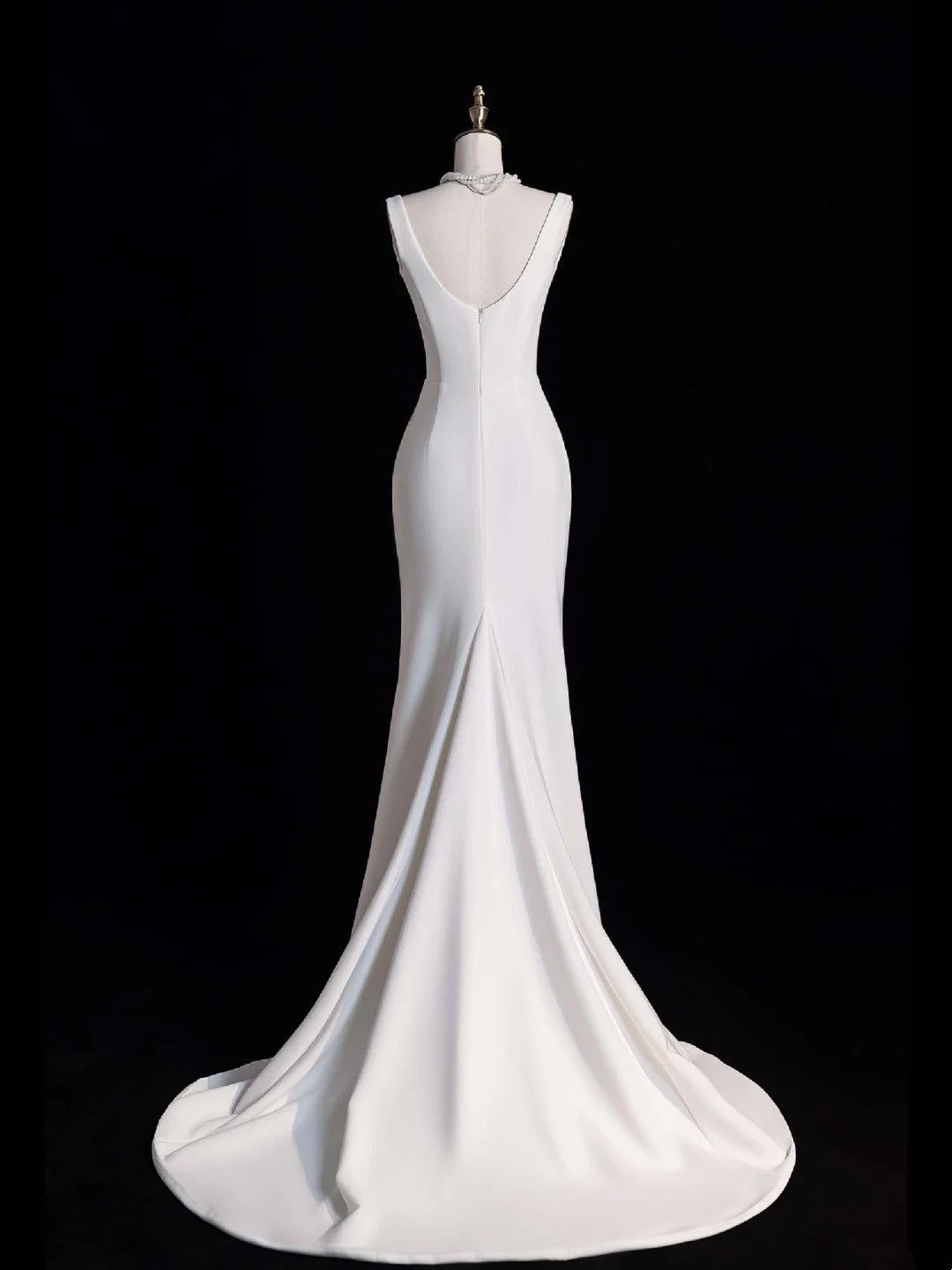 Charming Mermaid Square Neck Satin Summer With Slit Wedding Dress Long Fairytale Autumn Bridal Dresses N521