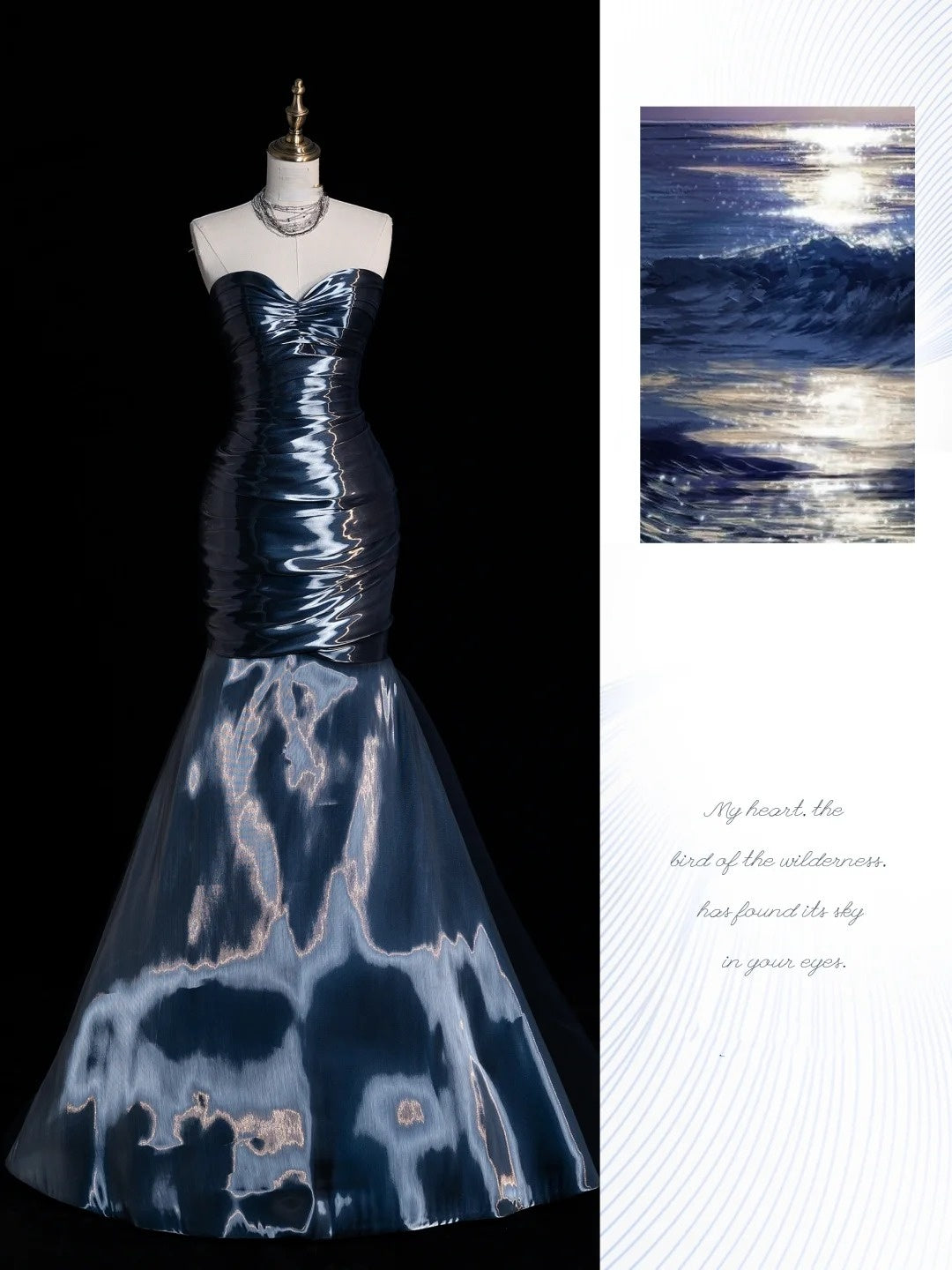 Retro Mermaid Sweetheart Navy Blue 2000s Long Prom Dresses Inspo 19th Birthday Outfits Formal Dress N522