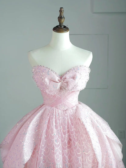 Cute Ball Gown Sweetheart Pink Tulle Long Prom Dresses Inspo 19th Birthday Outfits Formal Dress N528