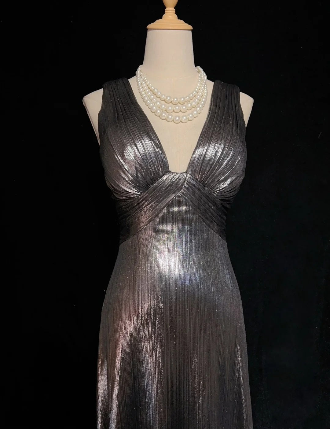 Vintage Prom Dresses Inspo A Line V Neck Grey With Ruffled 80s Long Formal Gown N2832