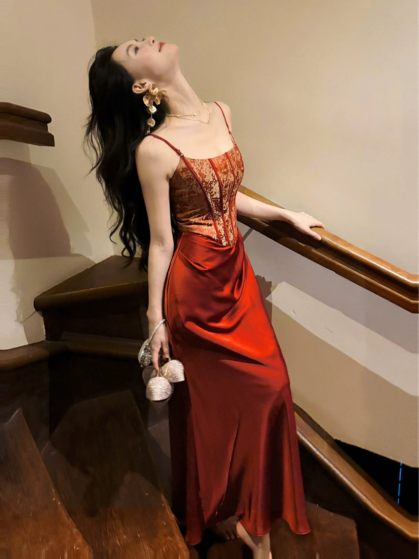 Classy Mermaid Spaghetti Strap Burgundy Satin Ankle Length Pleated Prom Dress Aesthetic Graduation Birthday Outfits N096