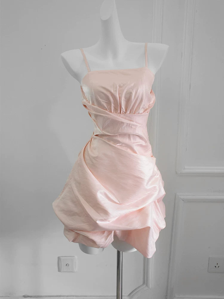Vintage Ball Gown Spaghetti Straps Short Cocktail Dress 16th Birthday Outfits Homecoming Dresses Night Party Gown AB2370