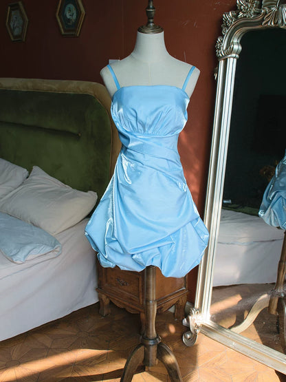 Vintage Ball Gown Spaghetti Straps Short Cocktail Dress 16th Birthday Outfits Homecoming Dresses Night Party Gown AB2370