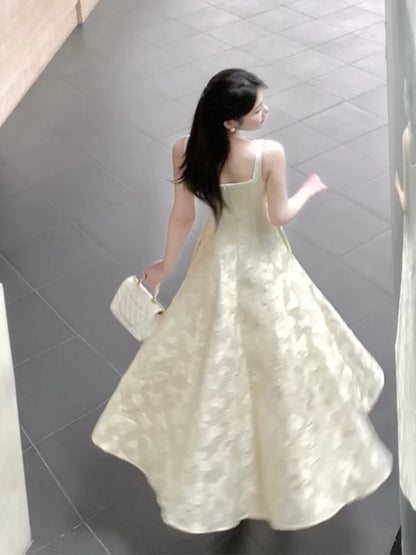Simple A Line Square Neck White Satin Ankle Length Prom Dresses 17th Nigh Party Birthday Outfits AB2505