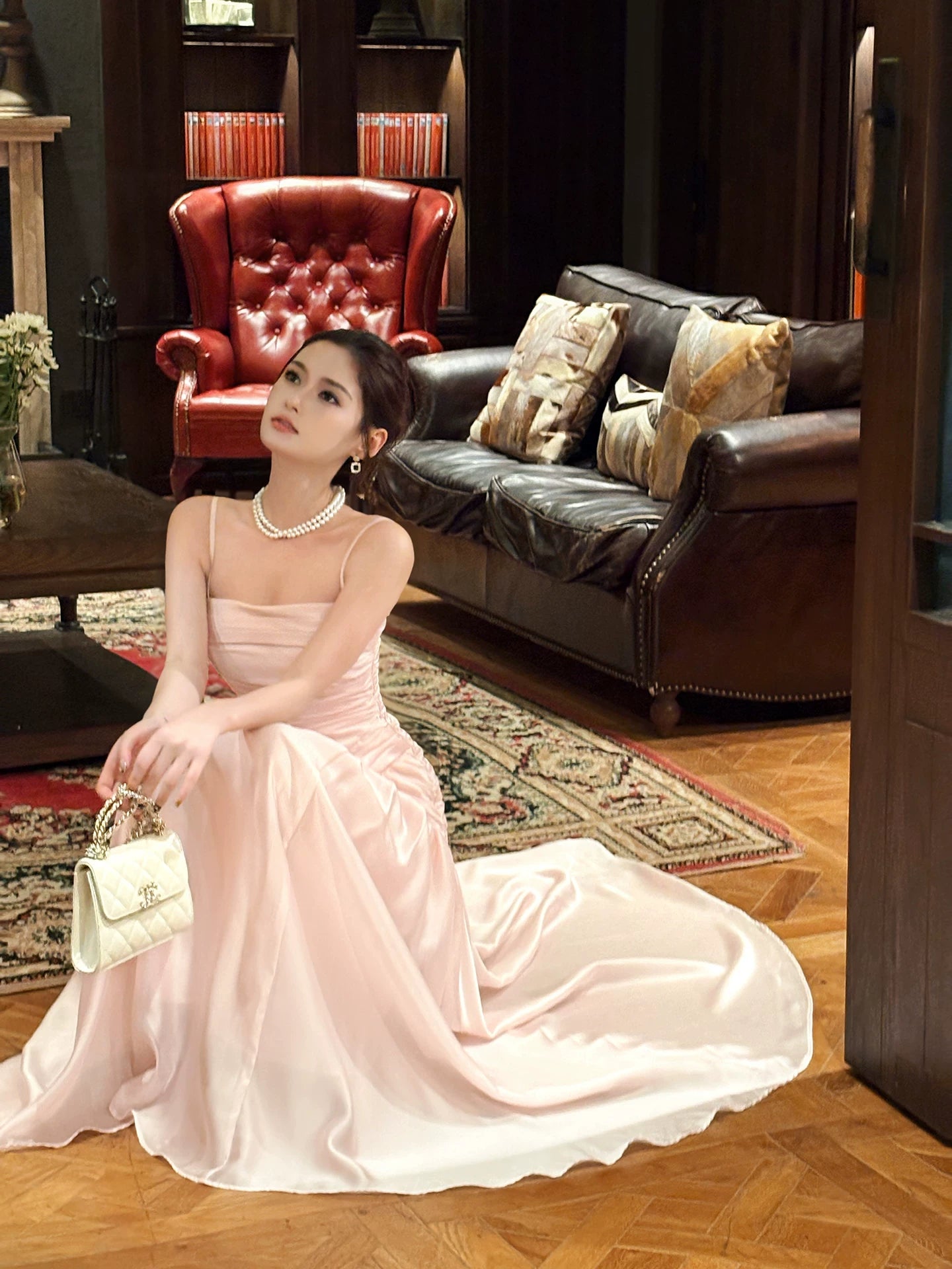 Elegant Mermaid Spaghetti Strap Pink Satin Long Pleated Prom Dress Aesthetic Long Graduation Birthday Holiday Outfits N083