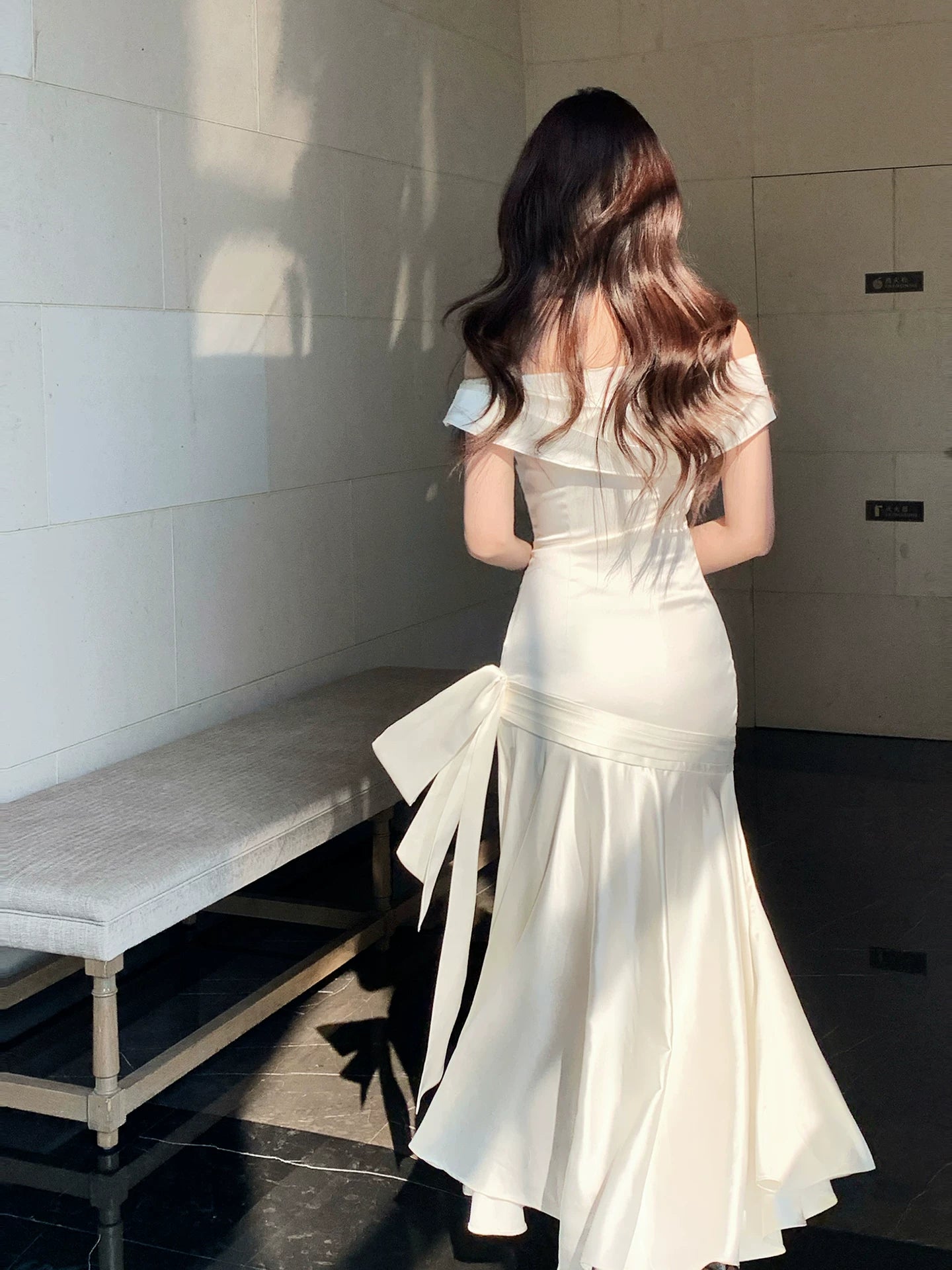 Elegant Mermaid Off The Shoulder White Long Prom Dresses 16th Nigh Party Birthday Outfits AB2452