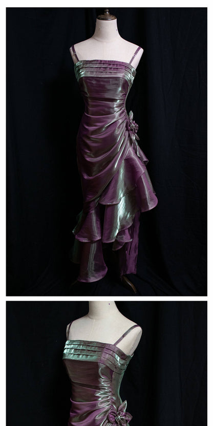 Vintage 50s High Low Spaghetti Straps Prom Dresses Inspiration Long Party Retro Evening Dress 20th Birthday Outfits AB2341