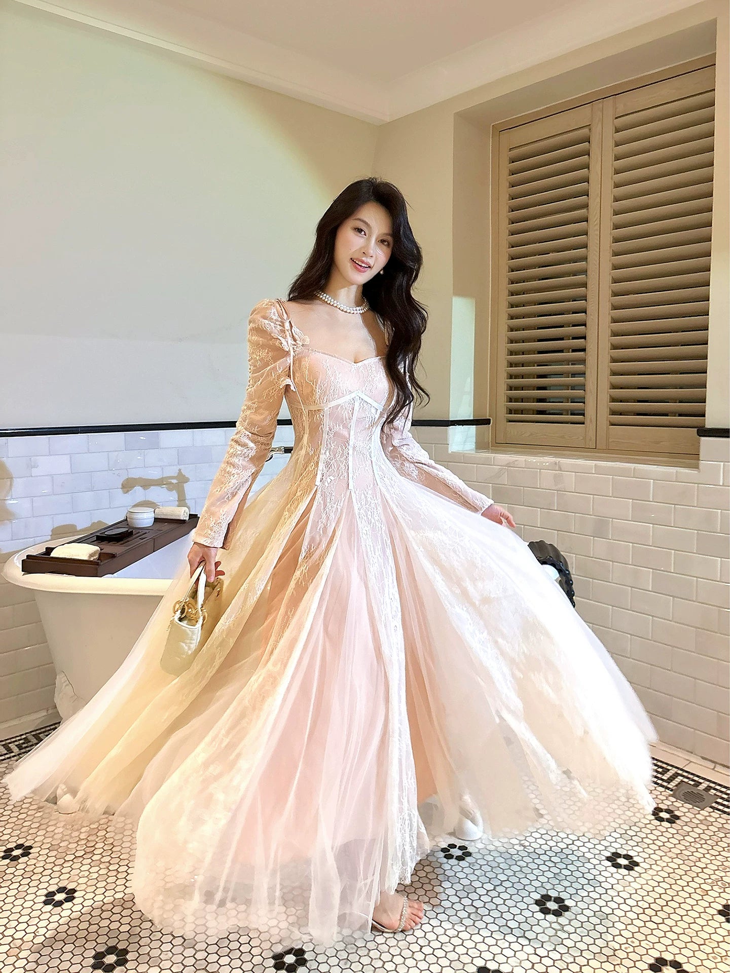 Cute A Line Long Sleeves Lace Pleated Prom Dresses Graduation 18th Birthday Holiday Outfits N091