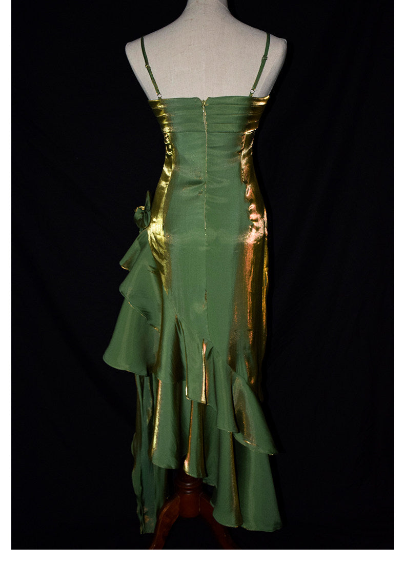 Vintage 1950s High Low Spaghetti Straps Prom Dresses Inspiration Long Party Retro Evening Dress 18th Birthday Outfits AB2342