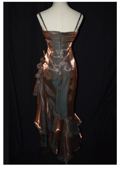 Vintage 50s High Low Spaghetti Straps Prom Dresses Inspiration Long Party Retro Evening Dress 20th Birthday Outfits AB2341