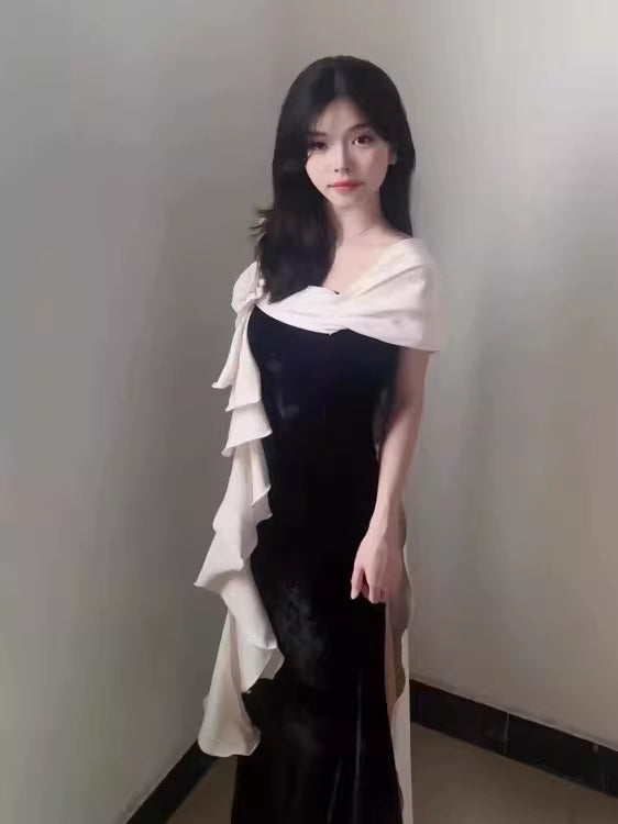 Unique Mermaid One Shoulder Black Prom Dresses Inspiration Long Party Night Gowns 20th Birthday Outfits AB2248