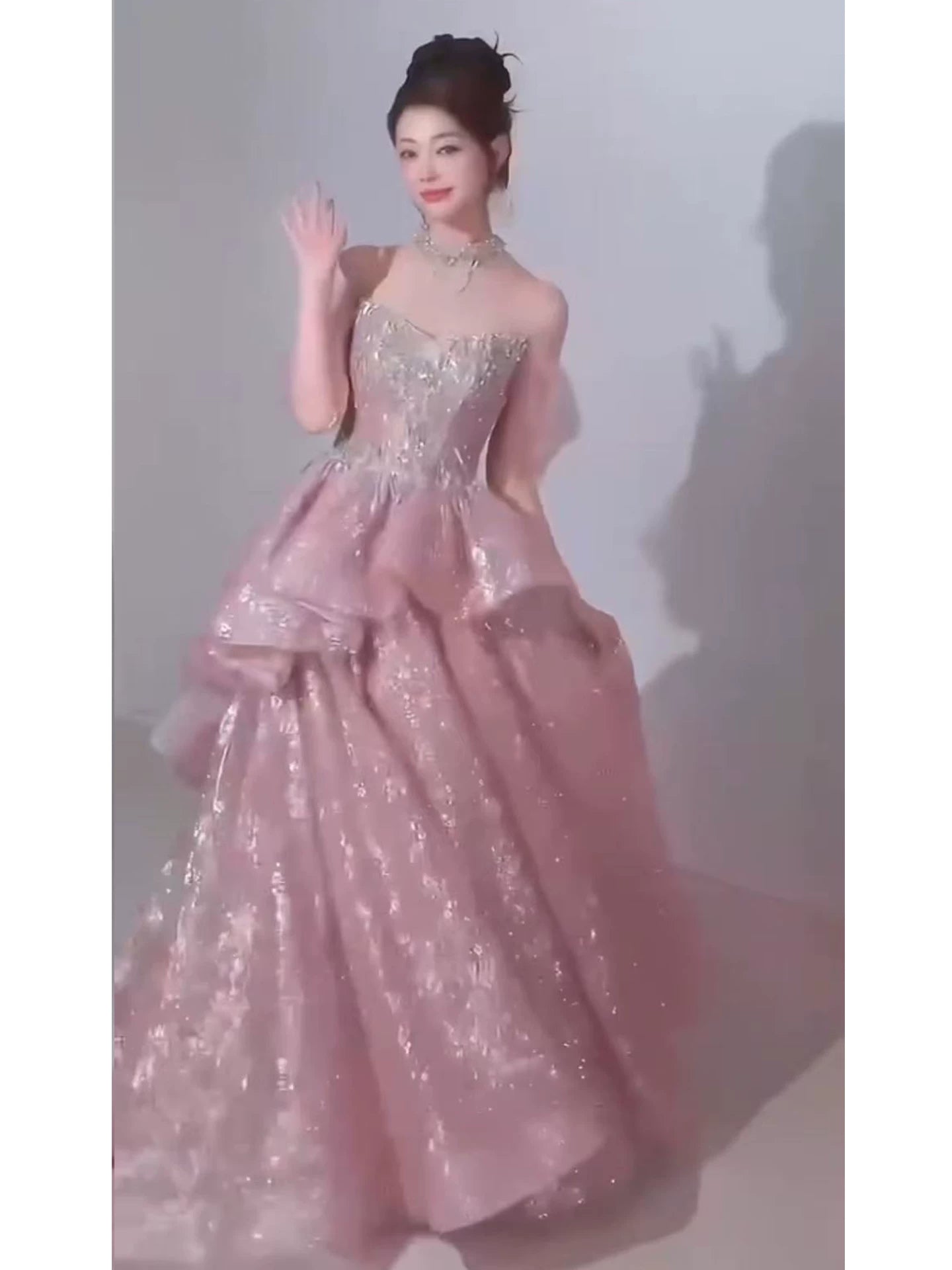Sparkly A Line 2026 Strapless Pink Sequins Prom Dresses Inspiration Long Party Night Evening Gowns 19th Birthday Outfits AB2266